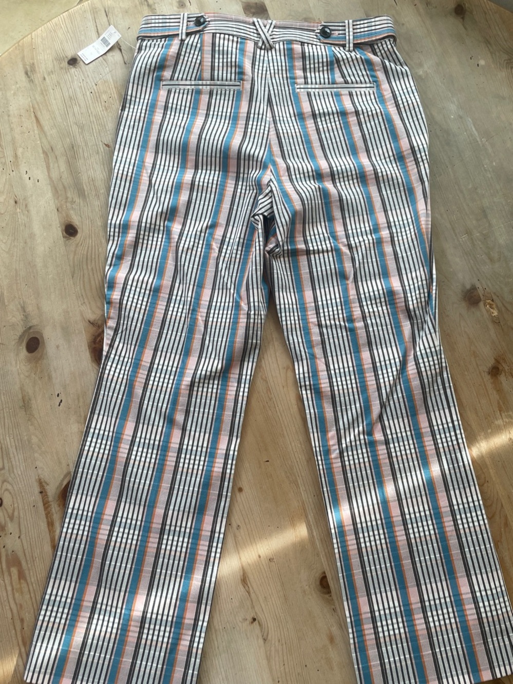 NWT Anthropologie Maeve Striped Straight Leg in Pink Blue Brown Size 14 Tall - Picture 6 of 6